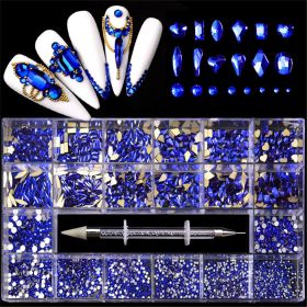 21 Grids a Box; Hot Sale 21 Grid Boxed Nail Diamond Flat Glass Shaped Diamond DIY Nail Rhinestone Nail Art Jewelry Set  - 09