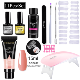 Limegirl Poly Nail Gel Set Manicure Set Gel Cuticle Pusher Finger Extend Mold Nail Kit All For Quick Extension Manicure Set With Nail Uv Lamp Top Coat