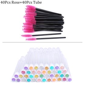 Reusable Eyebrow Brush Tube Disposable Eyelash Brush Eyebrow Brush Replaceable Dust-proof Sparkling Broken Diamond Makeup Brush - 40pcs