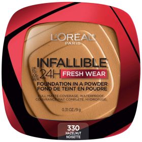 L'Oreal Paris Infallible Up to 24H Fresh Wear Foundation in a Powder;  Hazelnut;  0.31 oz - L'Oreal Paris