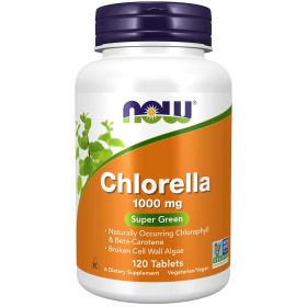 NOW Supplements, Chlorella 1000 mg with naturally occurring Chlorophyll, Beta-Carotene, mixed Carotenoids, Vitamin C, Iron and Protein, 120 Tablets -