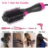 Hot Hair Brush 4 In 1 Hair Dryer Volumizer Brush Dryer Comb For Straightening Curling Drying - Black & Pink