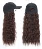 Synthetic Hair Extensions Long Curly Corn Wave Hair Attached With Baseball Cap, Dark Brown - Default