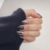 Cool False Fingernails Black Silver Metallic Color Artificial False Nails Tips Fake Nails Nail Art - Default