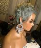 Women's wig short hair silver gray mechanism rose net chemical fiber wig head set Pixie cut wig - vuff0f