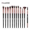 MAANGE 12pcs Eye Makeup Brushes Set With Cosmestic Bag Eyeshadow Blending Eyeliner Eyelash Eyebrow Brushes Make Up Professional - Black stick rose gol