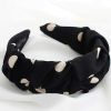 Simple Wide Black Polka Dot Vintage Headband Women Ruffled Hairband Hair Accessories Headwear - Default