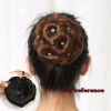 Elegant Hair Disk Chignon Updo Hairpieces With Rhinestone Hair Bun Extensions Claw, Light Brown - Default