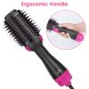 Hot Hair Brush 4 In 1 Hair Dryer Volumizer Brush Dryer Comb For Straightening Curling Drying - Black & Pink