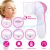 Facial Cleansing Brush Waterproof Face Spin Cleaning Brush with 5 Brush Heads  - Pink