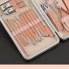 18PCS A Kit Professional Nail Salon Beauty Clipper&Pusher& Tweezers&Nipper Tool Products Kit for Manicure&Makup - Rose Gold