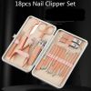 18PCS A Kit Professional Nail Salon Beauty Clipper&Pusher& Tweezers&Nipper Tool Products Kit for Manicure&Makup - Rose Gold