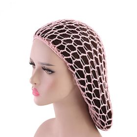 Ladies Hand Crocheted Drooping Hair Net, Hair Care Long Net Bag, Mesh Night Cap (Color: Pink)