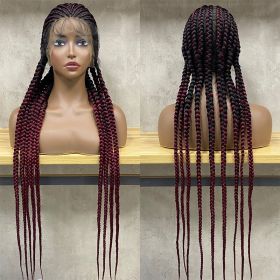 Stretch Mesh Chemical Fiber Head Cover 9 Strand Braid Wig (Option: 1BRed)