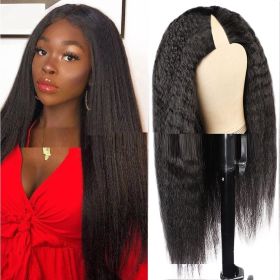 Lace Free Mechanism Yaki Straight Pure Human Wig (Option: 1bColor-26inch)