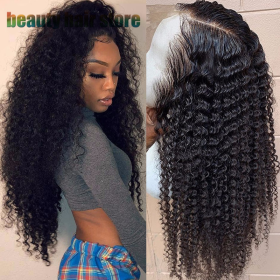 Brazilian Kinky Curly Lace Front Human Hair Wigs (Option: 16inch)