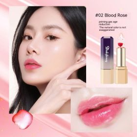 Petal Flower Lipstick Transparent Jelly Color Changing Temperature (Option: 02 Rose Red-3.8g)